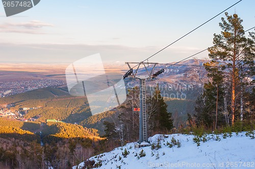 Image of ropeway at mountain landscape