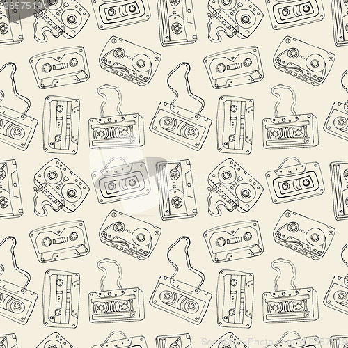 Image of Seamless pattern of retro cassette tapes