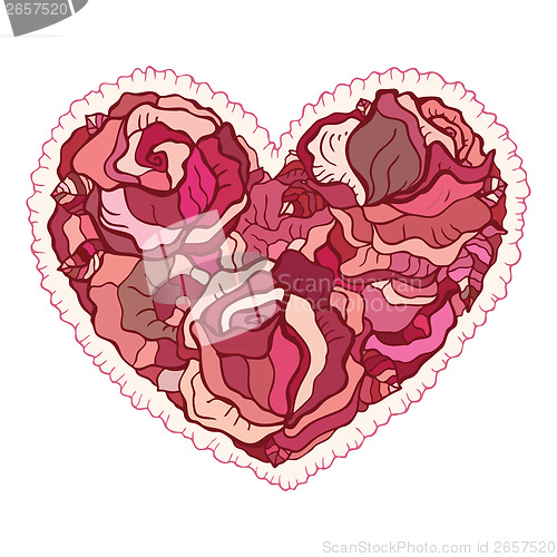 Image of Heart of flowers roses.