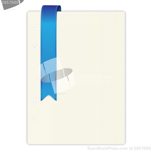 Image of exercise book in a cage, blue ribbon