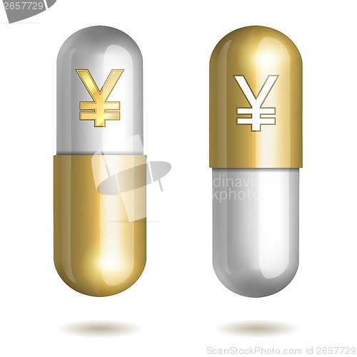 Image of Capsule Pills with Yen Signs