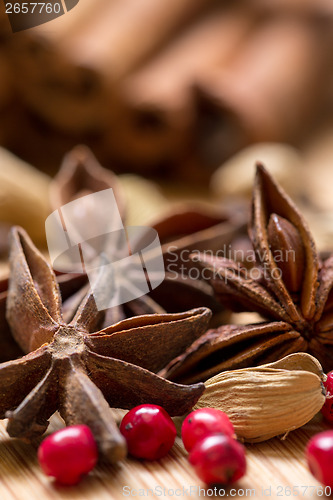 Image of Dry multicolored spice closeup