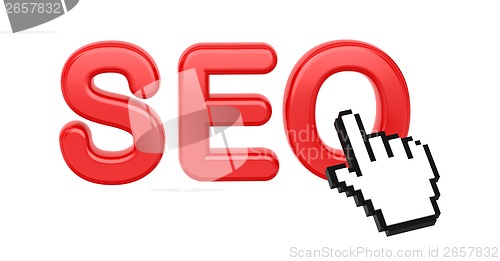 Image of SEO with Hand Cursor. Internet Concept.