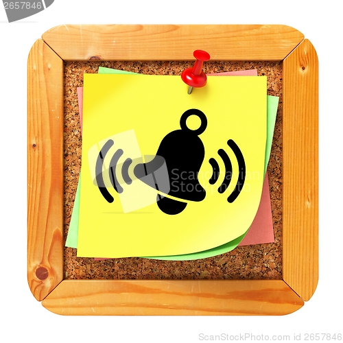 Image of Ringing Bell - Yellow Sticker on Message Board.