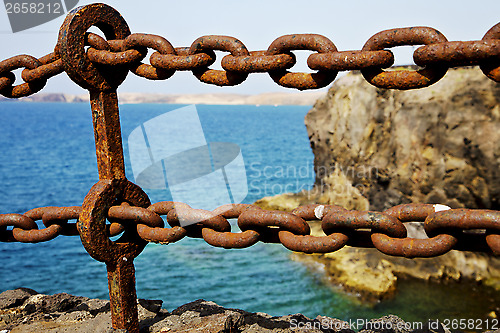 Image of chain  water  boat yacht coastline and summer in la