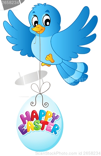 Image of Blue bird with Easter egg