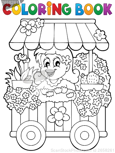 Image of Coloring book flower shop theme 1