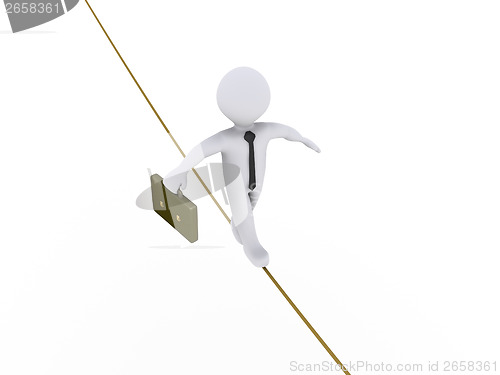 Image of Businessman is walking on tightrope