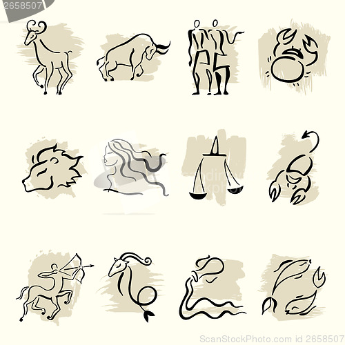 Image of Horoscope Zodiac  Star signs, vector set.