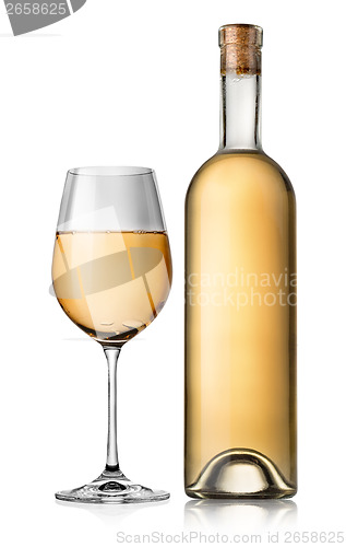 Image of Bottle and white glass wine