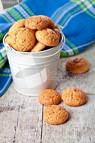 Image of meringue almond cookies in bucket