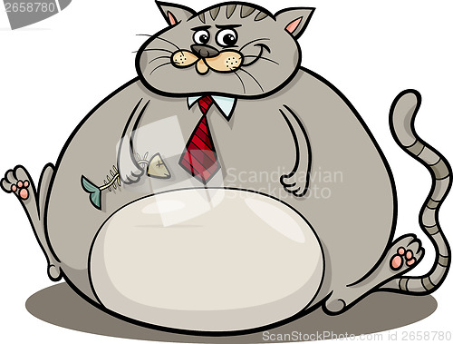 Image of fat cat saying cartoon illustration