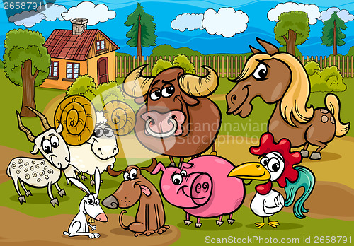 Image of farm animals group cartoon illustration