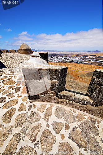 Image of lanzarote  spain the old wall  door  in teguise arrecife