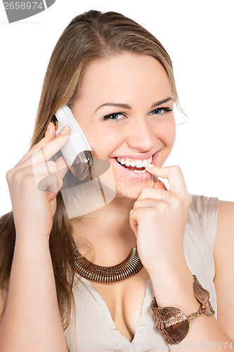 Image of Portrait of cheerful blond woman