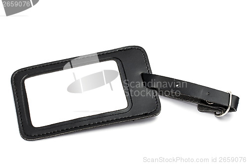 Image of Black leather Luggage tag 