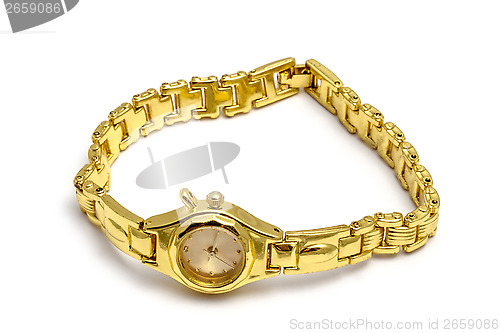 Image of Woman golden wrist watch