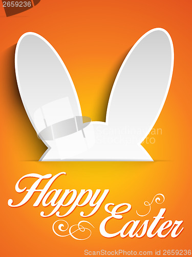Image of Happy Easter Rabbit Bunny on Orange Background