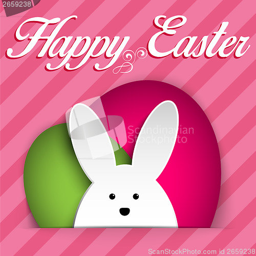 Image of Happy Easter Rabbit Bunny on Pink Background