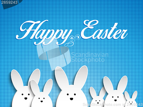 Image of Happy Easter Rabbit Bunny on Blue Background