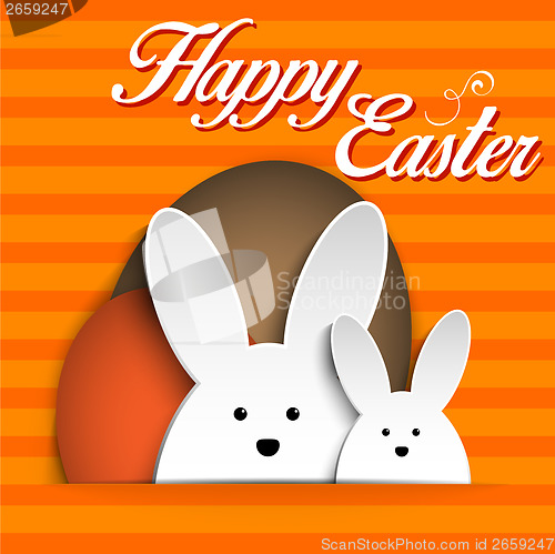 Image of Happy Easter Rabbit Bunny on Orange Background