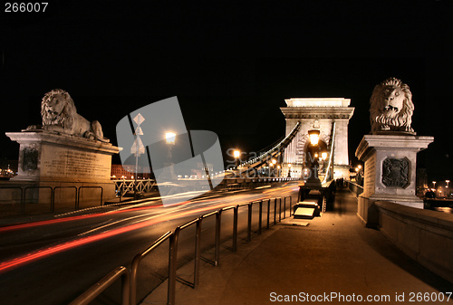 Image of Szechenyi chain bridge at night