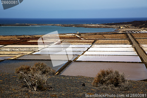 Image of coastline salt in  lanzarote spain  sky  water   and summer 