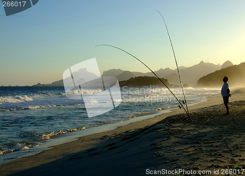 Image of Fishing in Piratininga beach, in the late afternoon