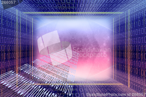 Image of Binary code digital tunnel background