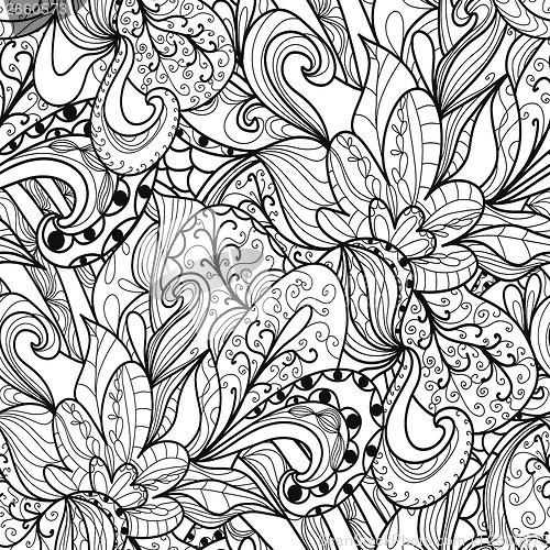 Image of monochrome seamless abstract hand-drawn elements
