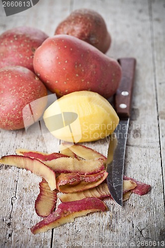 Image of healthy organic peeled potatoes