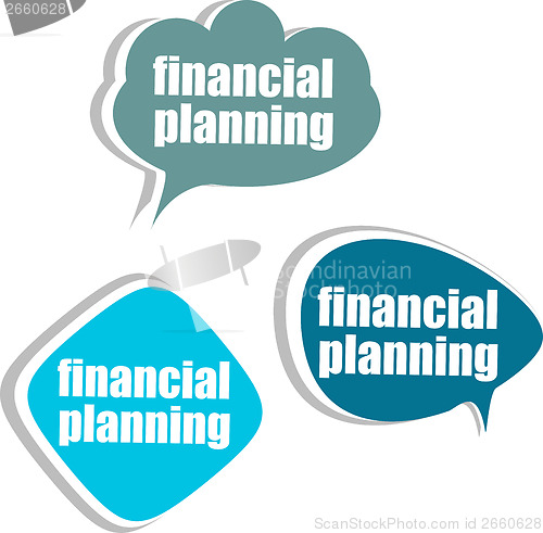 Image of financial planning. Set of stickers, labels, tags. Business banners, Template for infographics