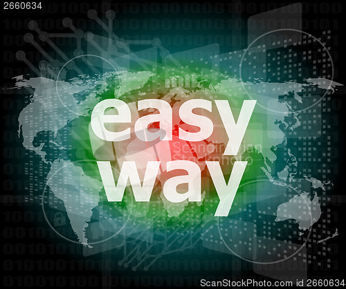 Image of social concept: easy way word on digital screen