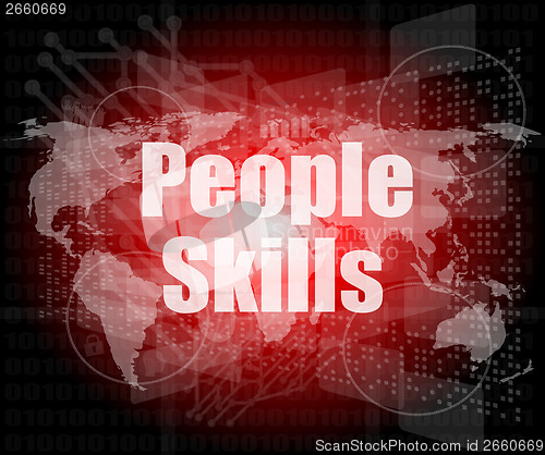 Image of people skills words on digital touch screen