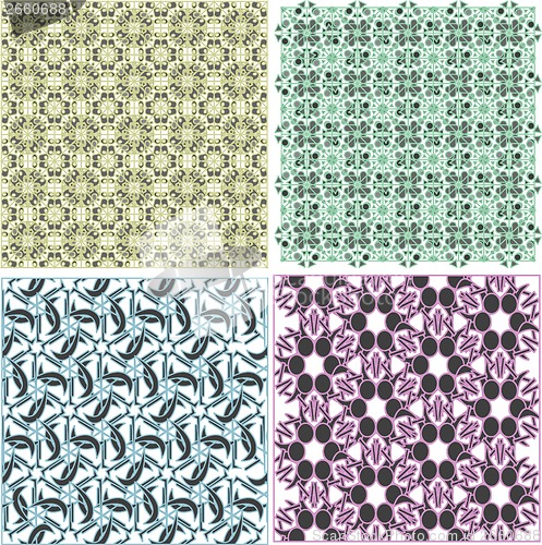 Image of Set of stylish seamless geometrical backgrounds pattern