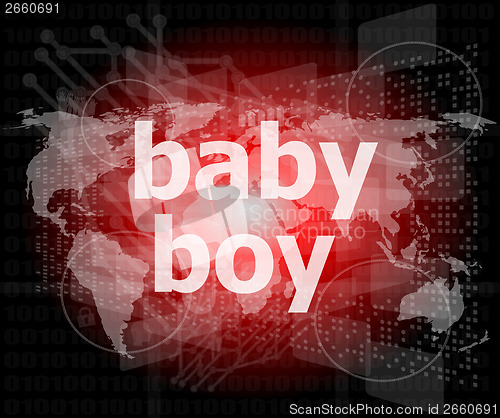 Image of baby boy word on a virtual digital background