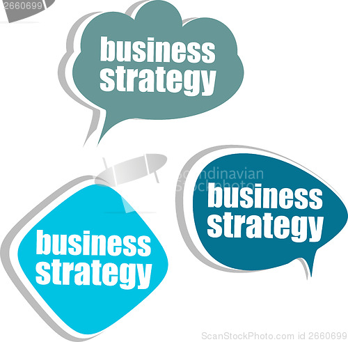 Image of business strategy. Set of stickers, labels, tags. Template for infographics
