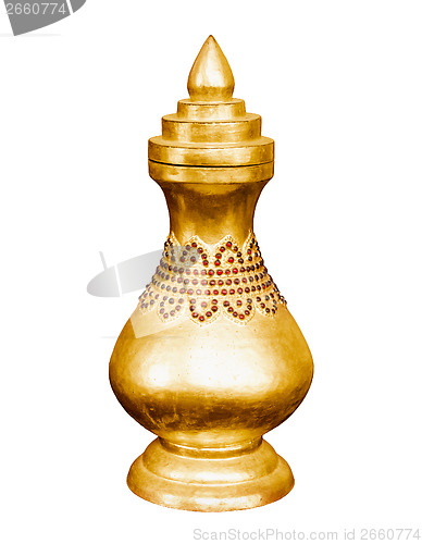 Image of Vintage golden vessel. Myanmar, Mandalay