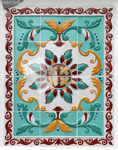 Image of floral ornament on tiles