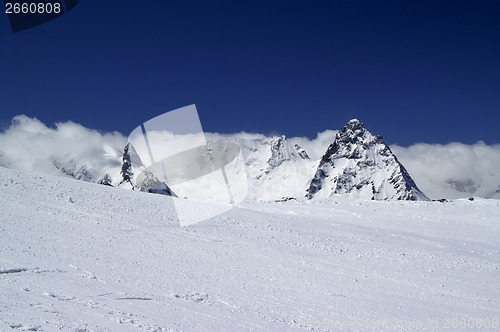 Image of Ski slope at sun day