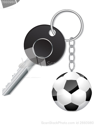 Image of Black key with soccer ball keyholder