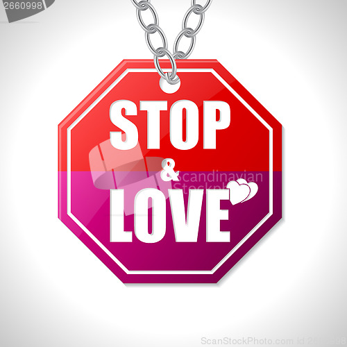 Image of Stop and love traffic sign