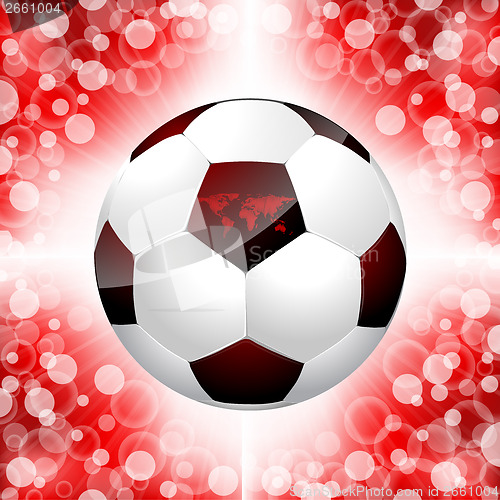 Image of Soccer ball poster with red background