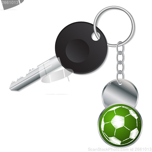 Image of Black key with metallic soccer ball keyholder