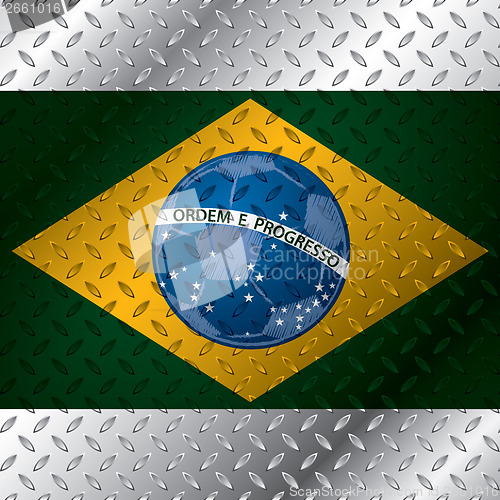 Image of Abstract brasil flag on metallic plate