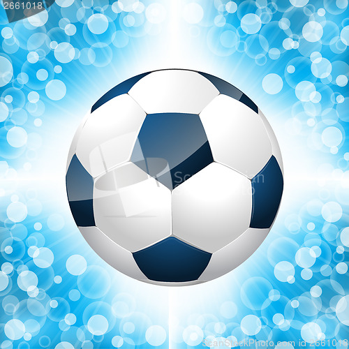 Image of Soccer ball poster with blue background