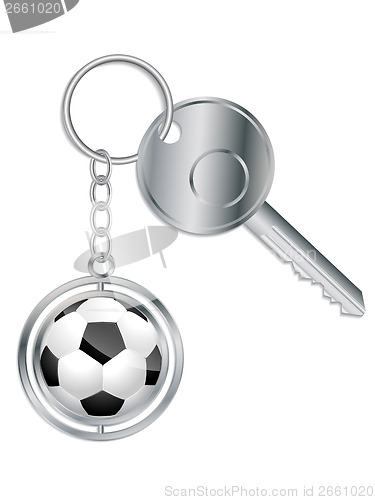 Image of Metallic key with soccer ball keyholder 