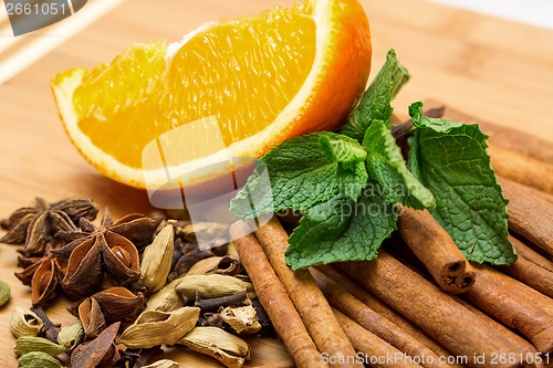 Image of Multicolored spice with orange closeup