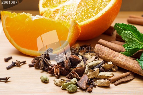 Image of Multicolored spice with orange closeup