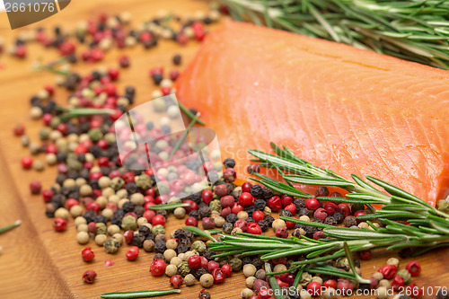 Image of Piece fresh salmon with spices